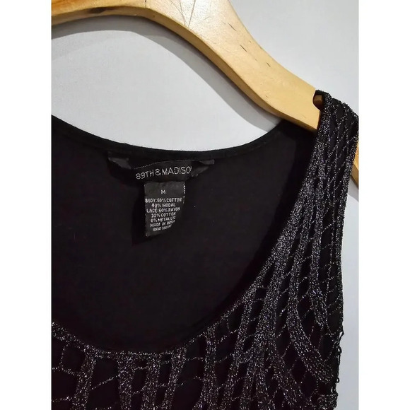 89th & Madison women's black metallic lace sleeveless blouse  - medium - Picture 7 of 8